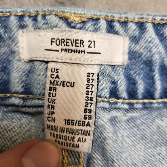 Forever 21 Jeans Womens 27 Light Wash Carpenter Wide Leg High Rise Baggy - Picture 3 of 12